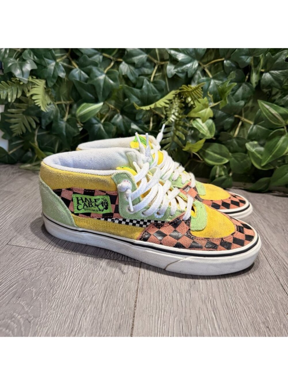 Vans X Tierra Whack Half Cab Skater Size 7 W 8.5 Checker Shoes Suede Multi